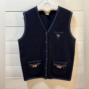 FOUS DE VOUS Navy Embroidered Vest – Size L